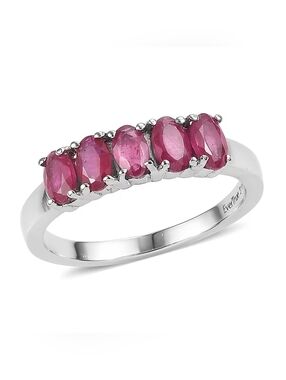 Niassa Ruby FF 5 Gemstone Ring In Stainless Steel
